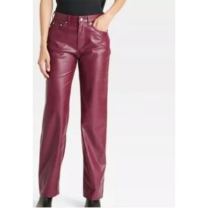 Universal‎ Thread Faux Leather Pants Mid-Rise 90s Baggy Plum Size 8 NWT